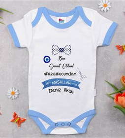 Resim Bitmeyenkartus Bk Kids Kişiye Özel Mavi Bebek Body Zıbın - Model 98 Çok Renkli 