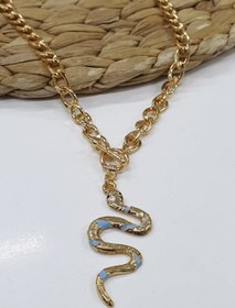 Resim Artikel Altın Rengi Yılan Kolye, Choker Kolye 