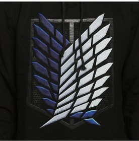 Resim Bant Giyim - Attack On Titan Siyah Kapşonlu Erkek Sweatshirt Siyah 