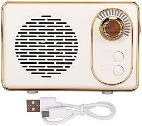 Resim Retro 5.0, hoparlör, hafıza kartı, AUX, USB, şarj edilebilir MP3 çalar, kamp, parti, vintage (beyaz) 