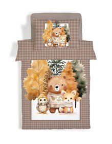 Resim Evmila Sevimli Hayvanlar Desenli Nevresim Takımı - 160x220cm Nevresim +50x70cm Yastık Kılıfı+100x200cm Çarşaf 