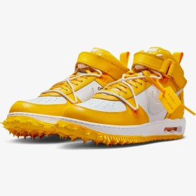 Resim Off-White™ 'x Nike Air Force 1 Mid 'White and Varsity Maize' 