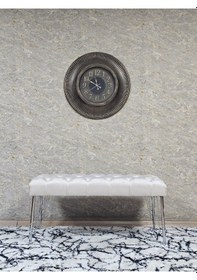 Resim Zafir Krom Tel Ayaklı 90 Cm Puf Bench - Puf - Bench - Kasalı Oturak - Oturak - Yatak Ucu Puf Bej 