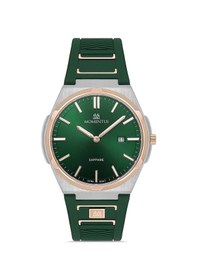 Resim Momentus Yeşil Silikon Kordon Erkek Kol Saati Em390t-15yr Rose Gold - Gümüş 