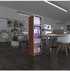 Resim Kenzlife Klasörlük Raflı Börteçin Cvz 140 40 30 Kitaplık Ofis Arkalıksız Çok Renkli 