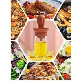 Resim Cam Yağlık Yağ Sos ve Yumurta Fırçası Hazneli Yağ Fırçası Yağdanlık Silikon Fırçalı 
