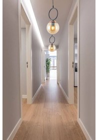 Resim Tt014-1 Sy Tt Aydınlatma Mat Siyah - Bakır Bal Camlı Tekli Avize 