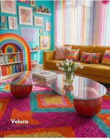 Resim Küre Orta Sehpa - Kırmızı - Fasulye - Şeffaf Cam Kırmızı 