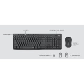 Resim logitech MK295 Sessiz Kablosuz Türkçe Klavye Mouse Seti, Siyah 920-009804 