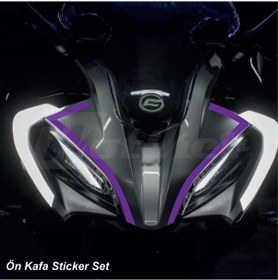 Resim Cfmoto 250sr Ön Kafa Sticker Etiket Modeli Mor 