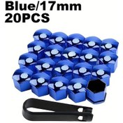 Resim Gaojunshop01 Mavi 17mm 20 Adet Jant Somun Kapakları Ve Çıkarma Aleti 