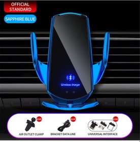 Resim Lemestar 15w Kablosuz Şarjlı Otomatik Açılır Kapanır Araç Telefon Tutacağı - Mavi 