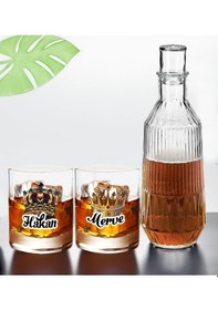 Resim Bk Gift Kişiye Özel İsimli Dtf Kral Kraliçe Tacı Tasarımlı İkili Viski Kadehi Ve Karaf Seti, Arkadaşa Hediye, Sevgiliye Hediye Kobitmeyencom30433 Bk G 