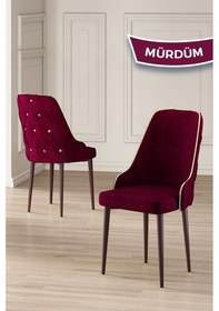 Resim Canisa Krax Serisi, 1.sınıf Babyface Kumaş Mutfak Sandalyesi, Kahve Metal Ayak, 4 Adet Mürdüm Sandalye Sandalye Mürdüm Ayaklar Kahve 