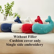 Resim 1 adet Whimsy Wonders Modern Balina Yastık Kılıfı, 49.78x35.05cm, Tek Taraflı Nakış, Makinede Yıkanabilir, Fermuarlı, Polyester Dekoratif Atma Yastık Kılıfı, Koltuk ve Ev Dekoru için, Fantastik Dekor 