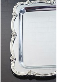 Resim 6 Adet Sunum Tepsisi & Kahve & Çay Tepsisi- Gümüş Tepsi Döküm Gümüş Gül Çerçeveli Gümüş 