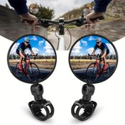 Resim Fit Bisiklet Arka Görüş Aynası - Geniş Açılı Konveks Lens, Silikon Tutma Saplı Dağ ve Yol Bisikletleri için Direksiyon Montajı 