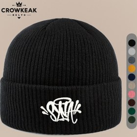 Resim Erkekler & Kadınlar için Siyah Sonbaharlık Peluş Bere Şapka, Grafiti Tarzlı Taç ile - Yumşak Sıcacık İskelet Kapasitesi Hafif Esnek Uydurma Kaykay Avcılığa Noel Cadılar Bayramı Çok Renk Se 