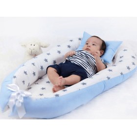 Resim Bebek Yatak Ve Ortopedik Yastik Mavi ve gri yıldızlı 