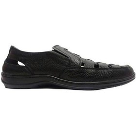 Resim Moda Ayakkabı 0454 Siyah Deri Erkek Sandalet 