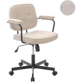 Resim Button Çalışma Sandalyesi Kumaş - Vizon 62x77-87x60 Cm Bej 
