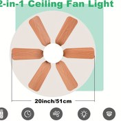 Resim 20,5 İnç LED Tavan Vantilatörü Uzaktan Kumandalı, E26/E27 Soket Takımı, Ayarlanabilir Parlaklık 3000K-6500K, 3 Hız, Zamanlayıcı, Hafıza Fonksiyonu, Yatak Odası, Garaj, Oturma Odası İçin İdeal, Dört Mevsim Kullanım, İki Bir Arada Fan ve Işık Sistemi 