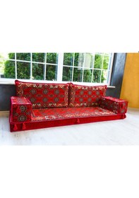 Resim Şark Köşesi Takımı , Oturma Grubu Yer Minderi Takımı (Sünger Dahil) Kırmızı Buhara Modeli 2 Kolluklu 