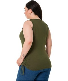Resim Disentis Büyük Beden Kalın Askılı Yanları Tünelli Viskon Haki Body-haki Haki 