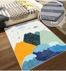 Resim Dağlı Bulutlu Çocuk Odası Halısı Çok Renkli 