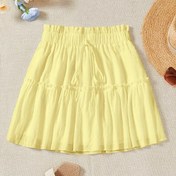 Resim Kadınların şık katlanabilir eteği - Yüksek bel, polyester, tül detaylı, bahar/yaz/sonbahar için mükemmel 