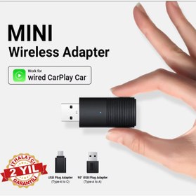 Resim RADOON Yeni Tasarım Mini Kablosuz İOS ANDROİD UYUMLU Carplay Usb ve Type-c Uyumlu Araç Multimedya Adaptörü 