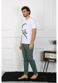 Resim Akbeniz Erkek Pamuk Penye Sevgili Kombini Pijama Takımı Beyaz 50127 Tek Takım-beyaz Beyaz 