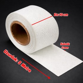 Resim Badem10 Takviyeli Amyant Lifli 5 Metre En: 10 cm Kalınlık: 3 mm Cam Elyaf Sargı Bezi Isı Yalıtım Yanmaz Bant 