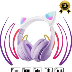 Resim vooka Bluetooth Kulaklık Kedi Kulaklık 5.3 Akıllı Rgb LED Detaylı Bluetooth Kablosuz Kulaklık Çocuk 