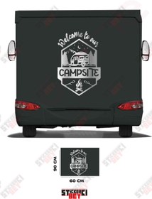 Resim STİCKERCI BEY CAMP YAZILI DOĞA GÖRSELLİ KARAVAN STİCKER KAPLAMASI 