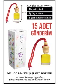 Resim ByMeyla 15 Adet Mango Esans Aromalı Cam Şişeli Oto Kokusu ve Torpido Aksesuarı 