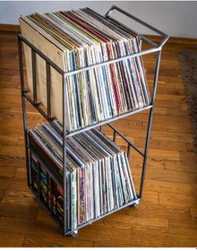 Resim Plaklık Metal Dergilik Modelleri Plaklık Standı 2 Katlı Siyah 