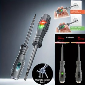 Resim 2'li Manyetik Uçlu Elektrikçi Tornavida Seti, LED Işıklı ve Kalem Test Cihazı - Ev Kablolama İncelemesi için Yüksek Torklu Çok Fonksiyonlu Alet, Nötr ve Aktif Kablo Algılama, Yivli ve Yıldız Uçlu Uçlar, Parlak LED Kesinti Dedektörü, Pille Çalışır (Düğme Pil), Montaj Gerektirmez, Elektrikçi Aletleri, Şık Tasarım, Dayanıklı Yapı, Elektrikçi Seti, Kablo Test Cihazı, Elektrik Akımı Test Cihazı, Voltaj Dedektörü, LED Test Cihazı, Elektrikçi için Test Cihazı, Voltaj Test Cihazı, Elektrik Test Cihazı 