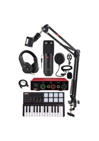 Resim Midex Midi Paket-1 Stüdyo Ekipmanları Seti Ses Kartı Midi Klavye Mikrofon Kulaklık 