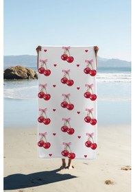 Resim Dijital Baskı Plaj Deniz Havlusu Kiraz Desenli Peştamal Hvl0019 Renkli 