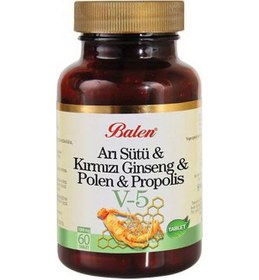 Resim Balen V5 Arı Sütü-Kırmızı Ginseng-Polen-Propolis 60 Tablet 