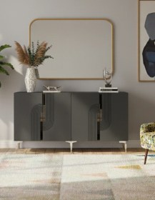 Resim Ka1516as Meyra Konsol, Kahve Köşesi, Tv Sehpası Antrasit-sılver 150cm Antrasit 