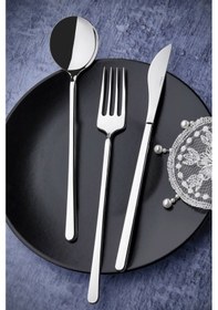Resim 12 Kişilik Milano Saten 72 Parça Kutulu Çatal Kaşık Bıçak Takımı Gri 