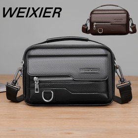 Resim WEIXIER Vintage Çapraz Çanta - Ayarlanabilir Askılı Şık Messenger, Çoklu Bölmeler, Büyük Kapasite, Siyah & Kahverengi Seçenekler, İş, Okul, Seyahat & Hediye için Mükemmel 