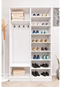 Resim Ases Mobilya Ases Esl632 Modern Portmanto 4 Kapaklı Raflı Askılı Ayakkabılık Vestiyer Beyaz Beyaz 