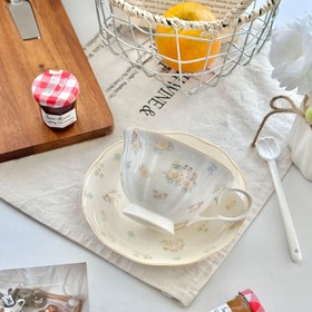 Resim 1 Set, Fransız Zarif Seramik Kupası ve Çan Seti, Nazik Ragdoll Kedi ve Tavşan Çiçek Çay Kupası ve Çan, Öğleden Sonra Çay Kahve Kupası, 250Ml/8.50Oz 