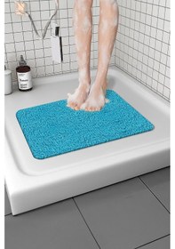 Resim Banyo Küvet Paspası Su Emici Kaymaz Yumuşak Ve Esnek Paspas Islak Zemin Hijyenik Paspas 40x60 Cm Mavi 