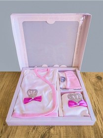 Resim 5 Parça Pembe Taşlı Hastane Çıkışı Kız Bebek Giyim Pembe 