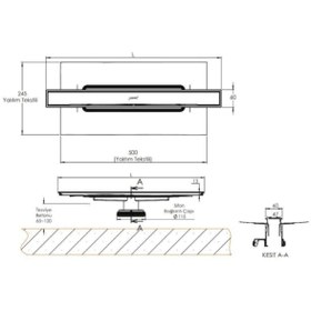 Resim Hüppe Galata A Membran Yalıtımlı 60 Cm Paslanmaz Duş Kanalı+sifon 