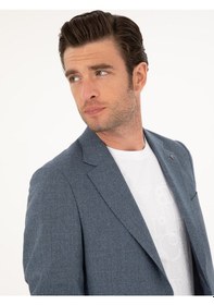 Resim Cacharel İndigo Slim Fit Yün Karışımlı Takım Elbise Mavi 
